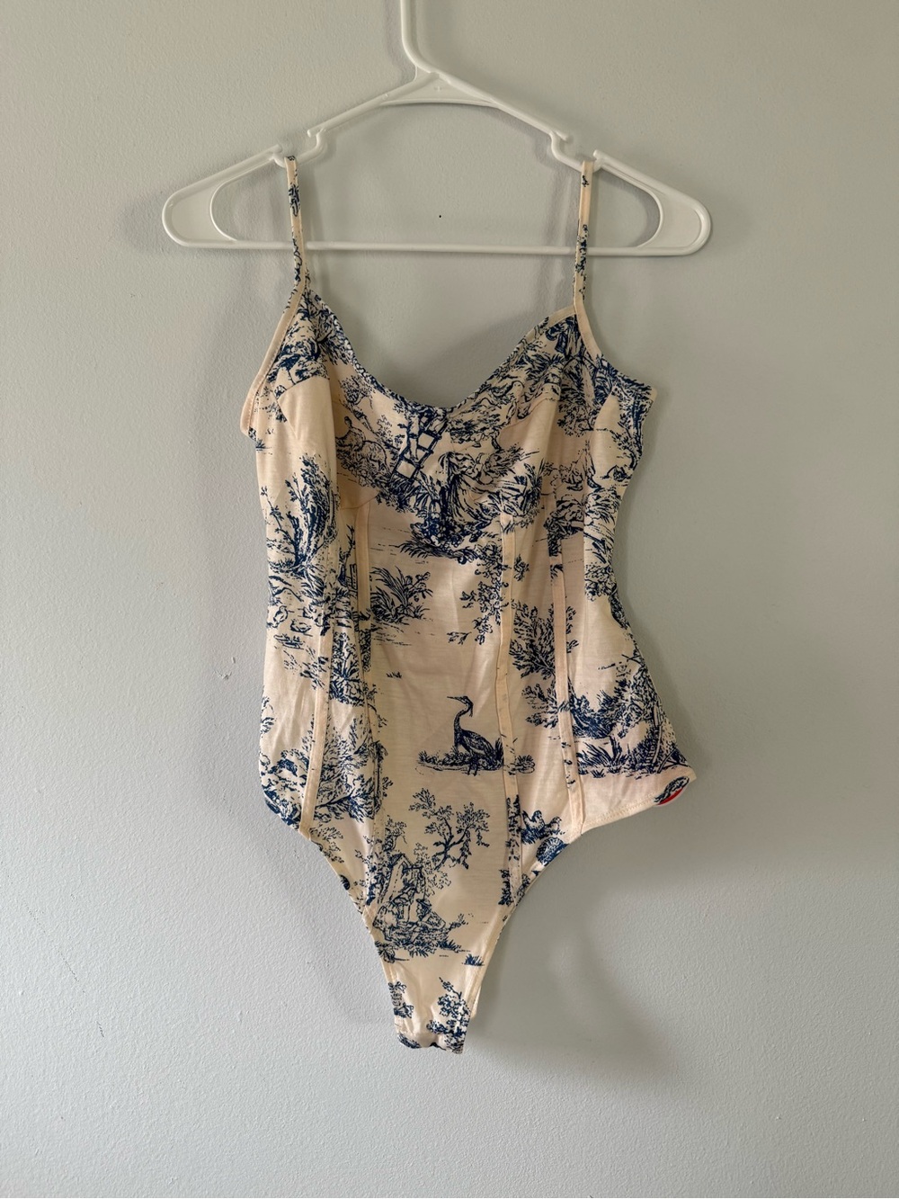 Cider Cream and Navy Toile Print Bodysuit